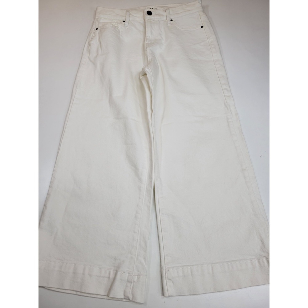 a.n.a High Rise Wide Leg Crop White Jeans Women's Size 2 Stretch Denim